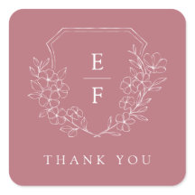 Eenvoudige Elegante Roze Kersenbloesem Monogram Cr