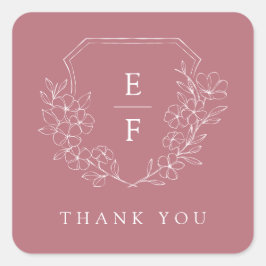 Eenvoudige Elegante Roze Kersenbloesem Monogram Cr Vierkante Sticker