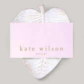 Eenvoudige elegante roze lederen schoonheidssalon visitekaartje