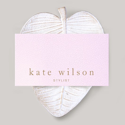 Eenvoudige elegante roze lederen schoonheidssalon visitekaartje