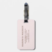 Eenvoudige Elegante Roze Metaal monogrammed Naam Bagagelabel (Achterkant verticaal)
