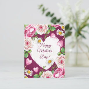Eenvoudige Elegante Roze Natuur Moederdag Feestdagenkaart