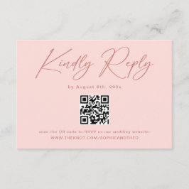 Eenvoudige Elegante Roze QR Code Trouw-RSVP Informatiekaartje