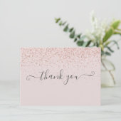 Eenvoudige Elegante Roze Roze Schrift Bedankkaart (Staand voorkant)