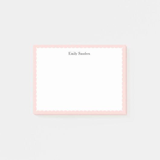 Eenvoudige Elegante Roze Scalloped Border Polka Do Post-it® Notes (Voorkant)