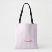 Eenvoudige elegante roze strepen, aangepaste monog tote bag (Voorkant)