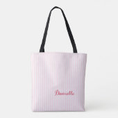 Eenvoudige elegante roze strepen, aangepaste monog tote bag (Achterkant)