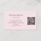Eenvoudige Elegante Roze Strik QR Code Visitekaartje (Achterkant)