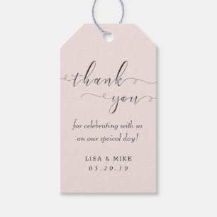 Eenvoudige Elegante Roze Trouw Favoriet Dank Je Cadeaulabel