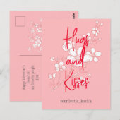 eenvoudige elegante roze valentijn, gezoet voor vr briefkaart (Voorkant / Achterkant)