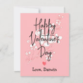 eenvoudige elegante roze valentijn notitiekaartje (Voorkant)