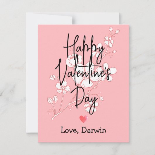 eenvoudige elegante roze valentijn notitiekaartje (Voorkant)