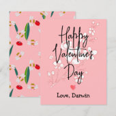 eenvoudige elegante roze valentijn notitiekaartje (Voorkant / Achterkant)