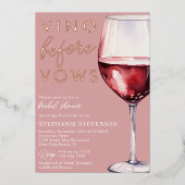 Eenvoudige elegante roze vino voor geloften Vrijge Folie Uitnodiging (Voorkant)