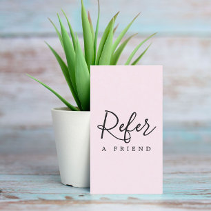 Eenvoudige Elegante Roze Witte Zwarte Referenticaa Aanbevelingskaartje