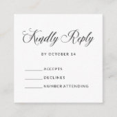 Eenvoudige elegante RSVP | Begroting zwart-wit Informatiekaartje (Voorkant)