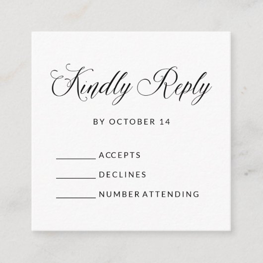 Eenvoudige elegante RSVP | Begroting zwart-wit Informatiekaartje (Voorkant)