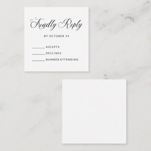 Eenvoudige elegante RSVP | Begroting zwart-wit Informatiekaartje (Voorkant / Achterkant)