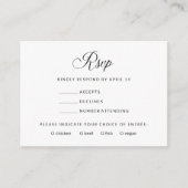 Eenvoudige elegante RSVP | Keuze uit zwarte en wit Informatiekaartje (Voorkant)