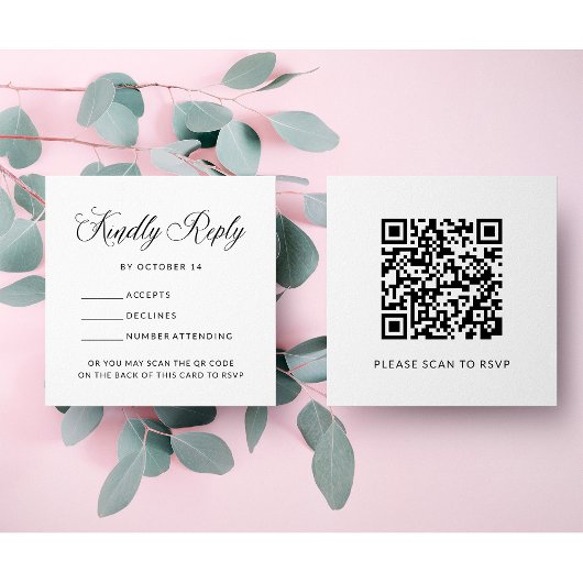 Eenvoudige elegante RSVP met QR-code | Begrotingsh Informatiekaartje