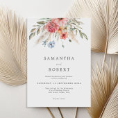 Eenvoudige elegante rustieke bloemenbruiloft kaart