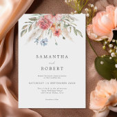 Eenvoudige elegante rustieke bloemenbruiloft kaart