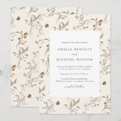 Eenvoudige Elegante Rustieke Boho Bloemige Bruilof Kaart (Voorkant / Achterkant)