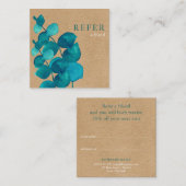 Eenvoudige elegante rustieke eucalyptusbladeren aanbevelingskaartje (Voorkant / Achterkant)