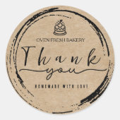 Eenvoudige elegante rustieke kraft bakkerij dank u ronde sticker (Voorkant)