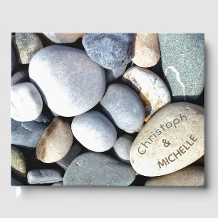 Eenvoudige Elegante Rustieke Pebble Natuur Moderne Gastenboek