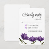 Eenvoudige elegante rustieke waterverf paarse RSVP (Voorkant / Achterkant)