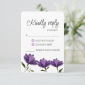 Eenvoudige elegante rustieke waterverf paarse RSVP (Staand voorkant)