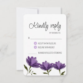 Eenvoudige elegante rustieke waterverf paarse RSVP Kaartje