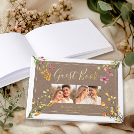 Eenvoudige Elegante Rustieke Wilde Bloemen Foto Br Gastenboek