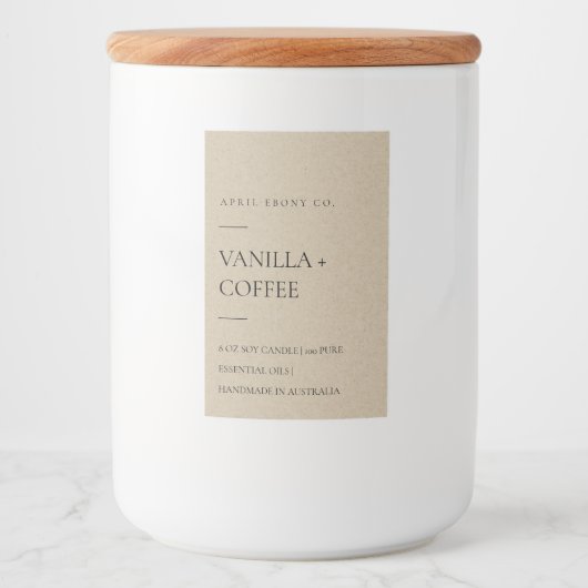 EENVOUDIGE ELEGANTE RUSTISCHE KRAFT MINIMAAL MODER VOEDSELCONTAINER ETIKET (Voorkant)