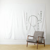 Eenvoudige Elegante Sage Green bruiloft foto achte Wandkleed (In Situ (horizontaal))