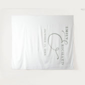 Eenvoudige Elegante Sage Green bruiloft foto achte Wandkleed (Voorkant (horizontaal))