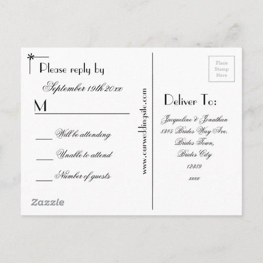 Eenvoudige Elegante Sage Green Classic Wedding RSV Uitnodiging Briefkaart (Achterkant)