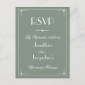Eenvoudige Elegante Sage Green Classic Wedding RSV Uitnodiging Briefkaart (Voorkant)