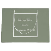 Eenvoudige Elegante Sage Groen & Wit Trouwen Groot Groot Cadeauzakje (Voorkant)