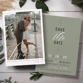 Eenvoudige Elegante Sage Groene Foto Christelijke Save The Date