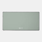 Eenvoudige Elegante Sage Groene Monogram Initialen Bureaumat (Voorkant)