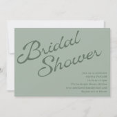 Eenvoudige Elegante Saliegroene Script Bruidsborre Kaart (Voorkant)