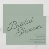 Eenvoudige Elegante Saliegroene Script Bruidsborre Kaart (Voorkant / Achterkant)