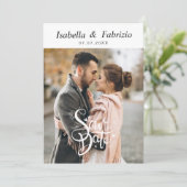 Eenvoudige elegante save the date bruiloft uitnodi feestdagenkaart (Staand voorkant)