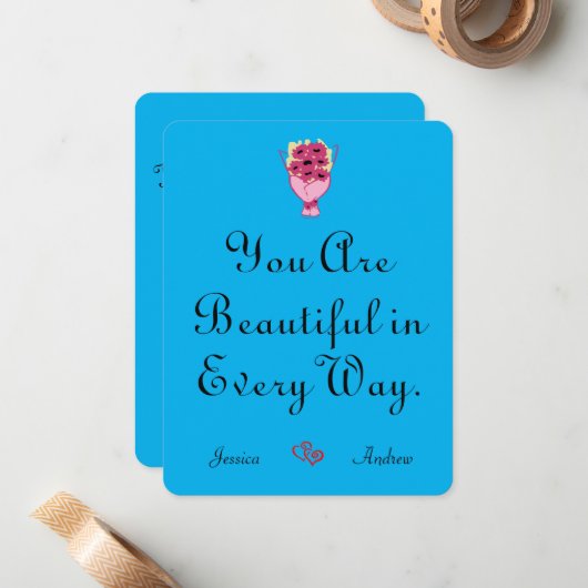 eenvoudige elegante schattige valentijn, Zoet voor Notitiekaartje (Voorkant / Achterkant in situ)