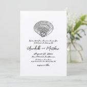 Eenvoudige Elegante Schelp Strand Bruiloft Kaart (Staand voorkant)