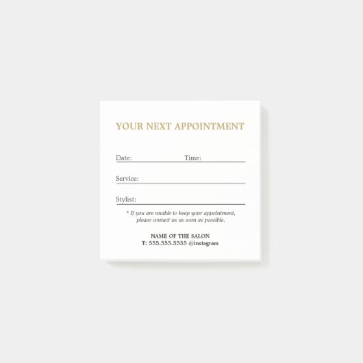 Eenvoudige Elegante Schoon Salon Afspraak Post-it® Notes (Voorkant)
