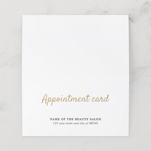 Eenvoudige Elegante Schoonheid Witte Afspraakkaart Afsprakenkaart (Buitenkant ongevouwen)