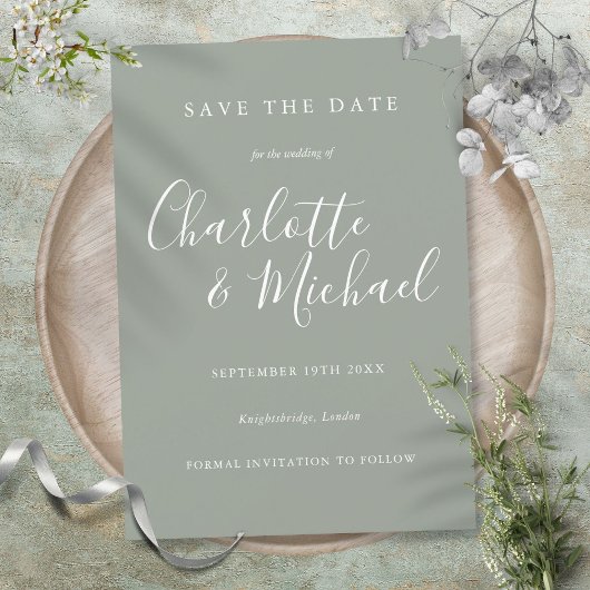 Eenvoudige Elegante Script Bewaar de Datum Kaart